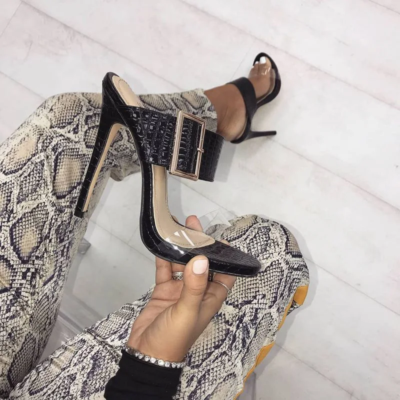 Title 5, Womens Sexy Sandals with Big Buckle, Fish Mout...
