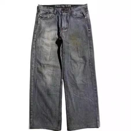 American Retro Heren Jeans Wijd Model Verwassen Look Workwear Design Casual Stijlvolle en Comfortabele Broek — foto 2