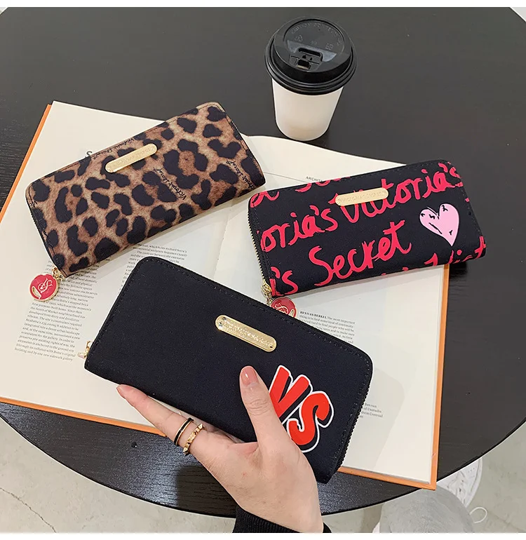 Long Zip Wallet featuring Hawaiian Lily Floral and Multicolor Leopard Print. Provides ample storage and stylish design, — photo 7