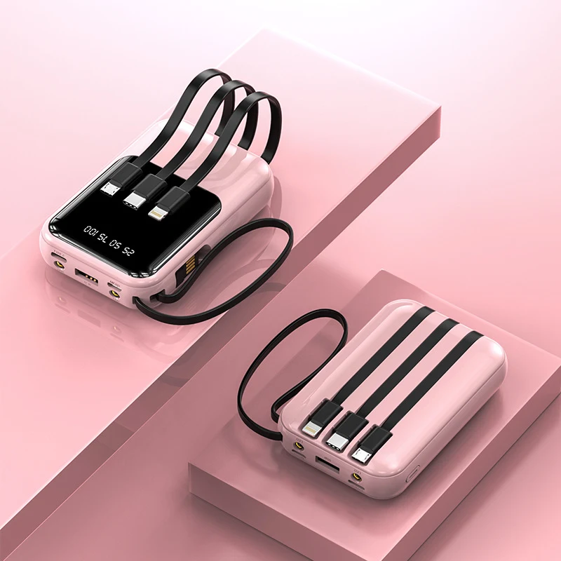 Title 4, Mini Digital Display Power Bank with Built-in C...