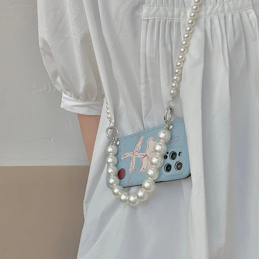Title 2, Flower Pearl Messenger Silicone Phone Case Prot...