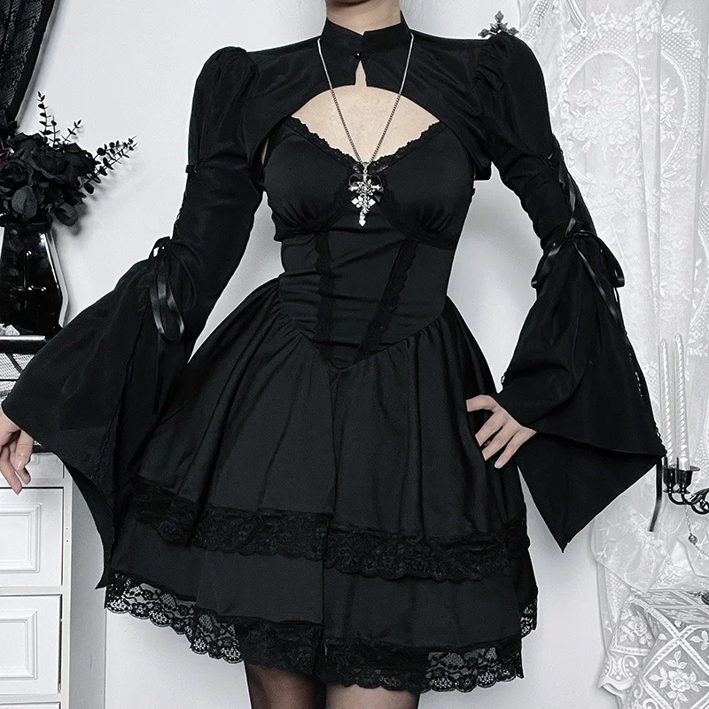Title 3, Elegant Slim-fit Lace Up Bell Sleeve Blouse for...
