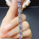 Bracelet tanzanite naturelle européenne et américaine, argent S925 incrusté, pierre principale 35, un bijou éclatant pour sublimer votre poignet. — photo 7