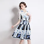 French Retro Printed Shirt Dress for Women Vintage Style Elegant Comfortable and Chic Perfect for Everyday Wear Sophisti — photo 4