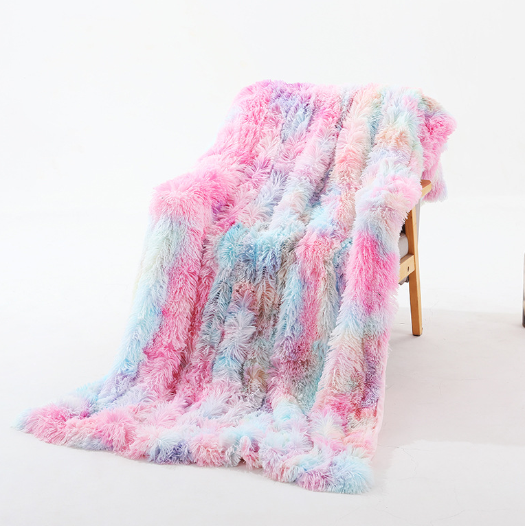Title 1, Plush Double-layer Blanket Sofa Cover Tie Dye f...
