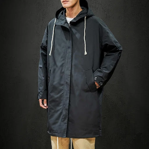 Title 8, Mens Trench Coat Large Size Pure Color Slim Ko...