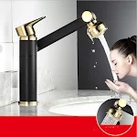 Yaratıcı Yüksek Siyah Altın Metal Batarya Banyo Lavabo için Modern Tasarım Zarif Sıcak Soğuk Su Kolay Kurulum Dayanıklı — Fotoğraf 5