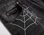 Street Hip Hop Style Distressed Embroidery Mesh Pattern Washed Jeans, the perfect urban streetwear look for comfort and — photo 17