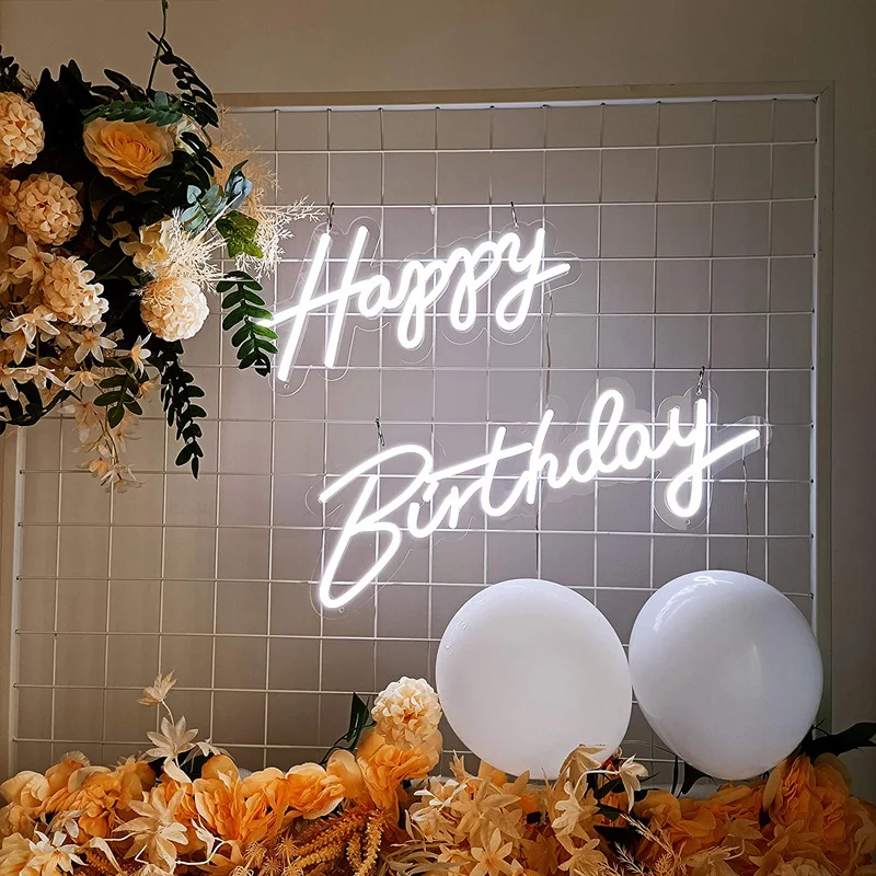 Title 5, Decoração Neon Feliz Aniversário para Festas de...
