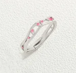 Anel de casal de prata esterlina Flor de Pêssego, amor eterno. Joia romântica para ele e ela, design elegante e atemporal. — foto 3