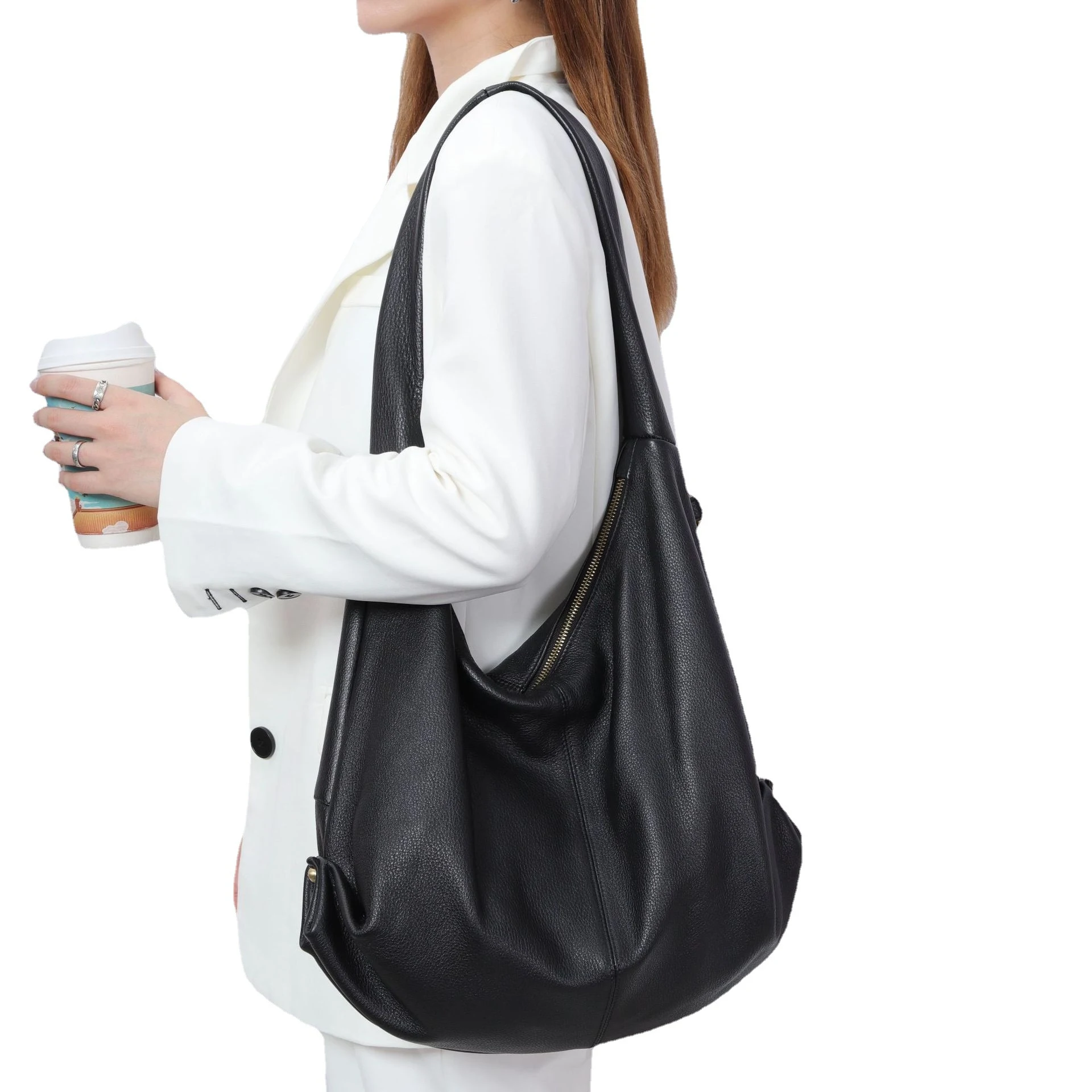 Korean Style Simple First Layer Cowhide Casual Bag for everyday use. Stylish, durable, and versatile design. Perfect for — photo 5