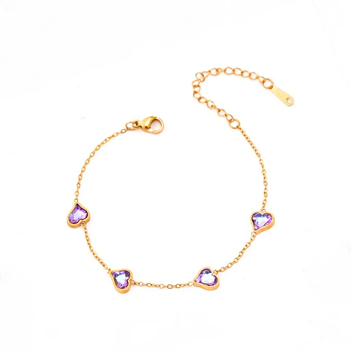 Title 2, Pulseira de coração irregular com strass de zir...