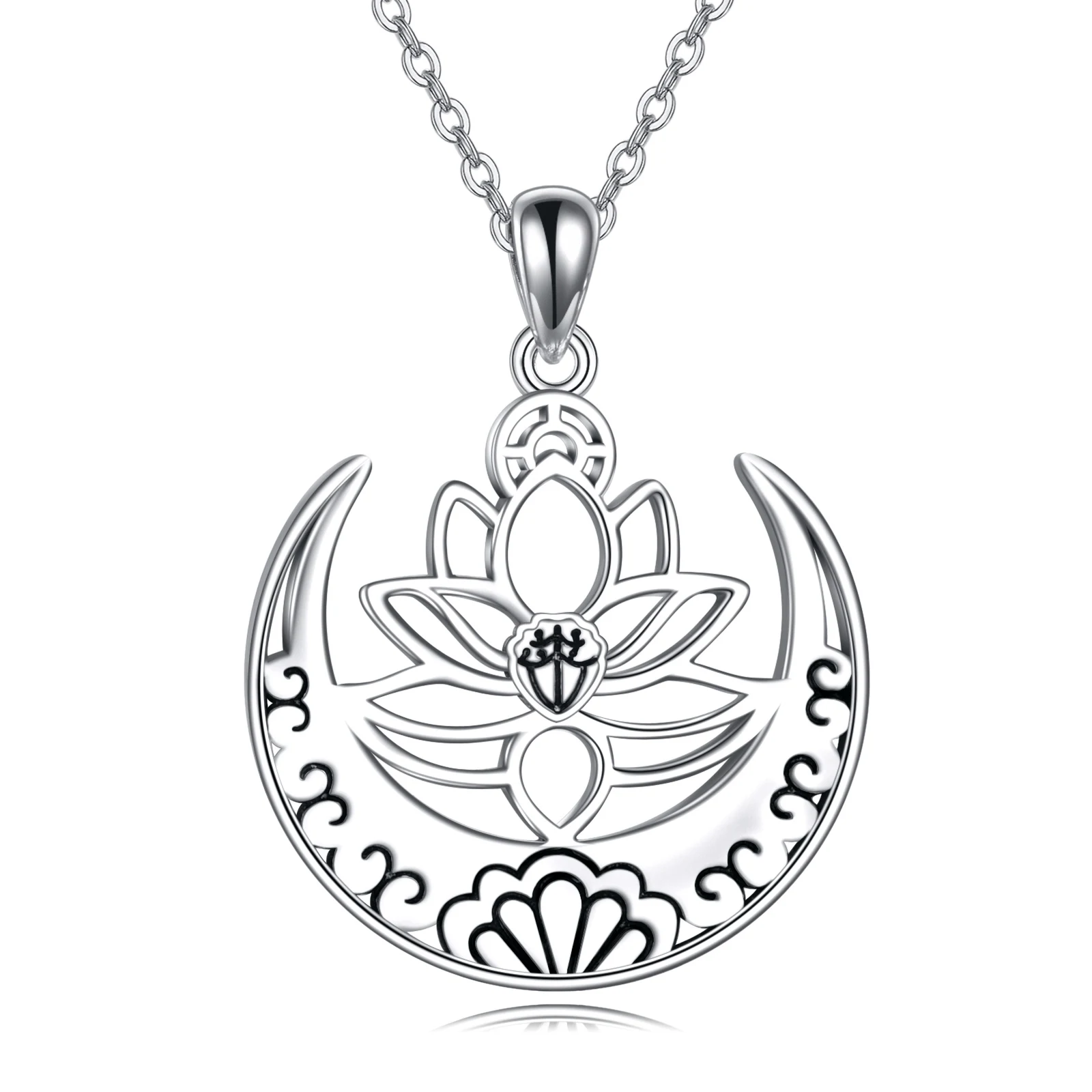 Colar de Yoga com Símbolo de Flor de Lótus Prata Esterlina Sânscrito Joia de Equilíbrio para Paz Interior e Meditação — foto 4