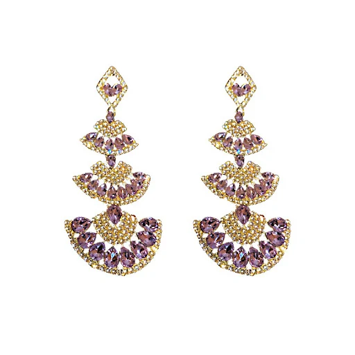 Title 5, Brincos de leque de diamante em prata 925 com d...