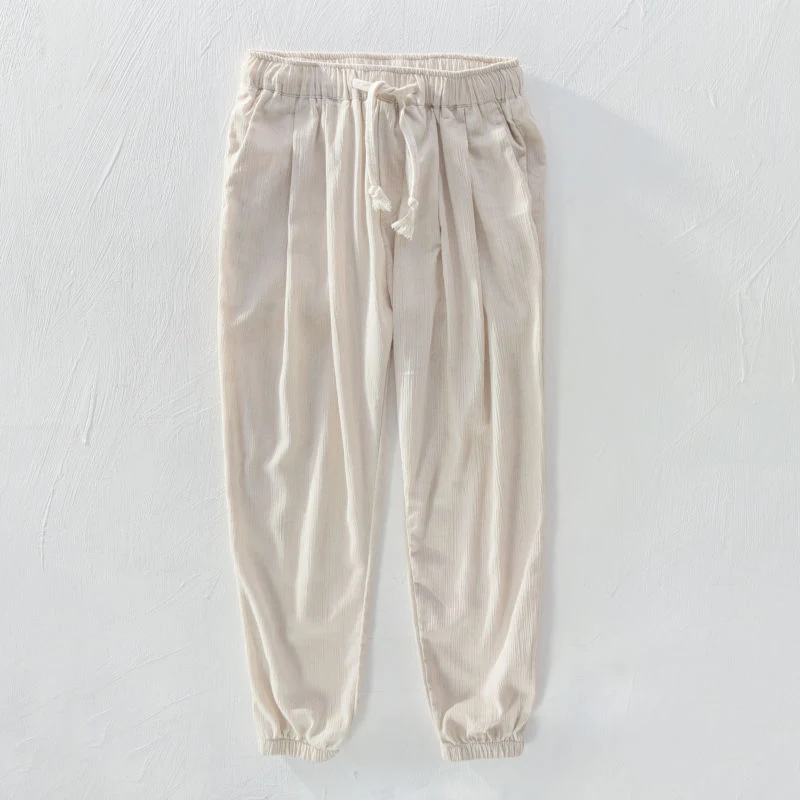 Men's Thin Linen Pants Loose Fit Cropped Trousers. Lightweight summer pants, offering breathability and casual style for — photo 1