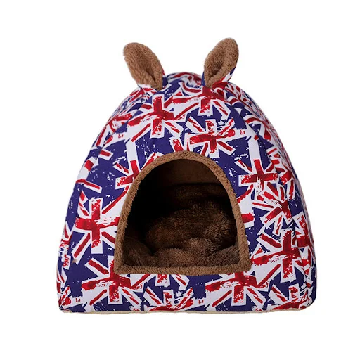 Title 6, Cama para mascotas tipo yurt cerrada con orejas...