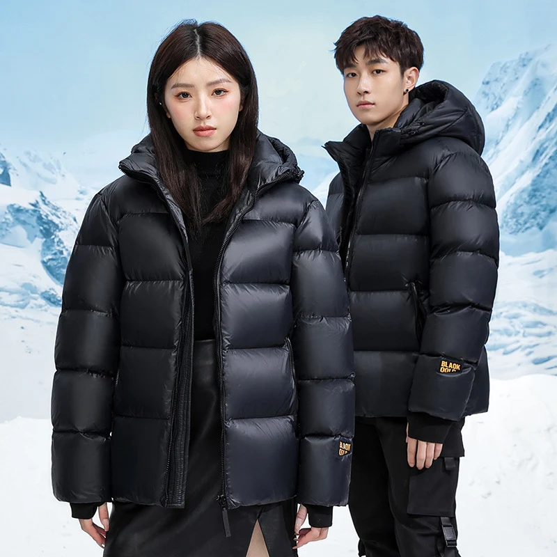 Winter Black Gold Down Jacket Couple Style Stay warm and stylish with this comfortable down coat. Perfect for couples in — photo 5