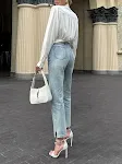 Solid Color Lace-up Long-sleeved Blouse — photo 4