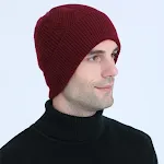 Touca masculina de lã grossa, tricotada e torcida, com forro polar quente, perfeita para o inverno, aquecimento ideal. — foto 6