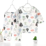 Dunne, ademende pyjama set met driekwart mouwen voor thuis. Comfortabel en luchtig, perfect voor ontspannen momenten. — foto 6