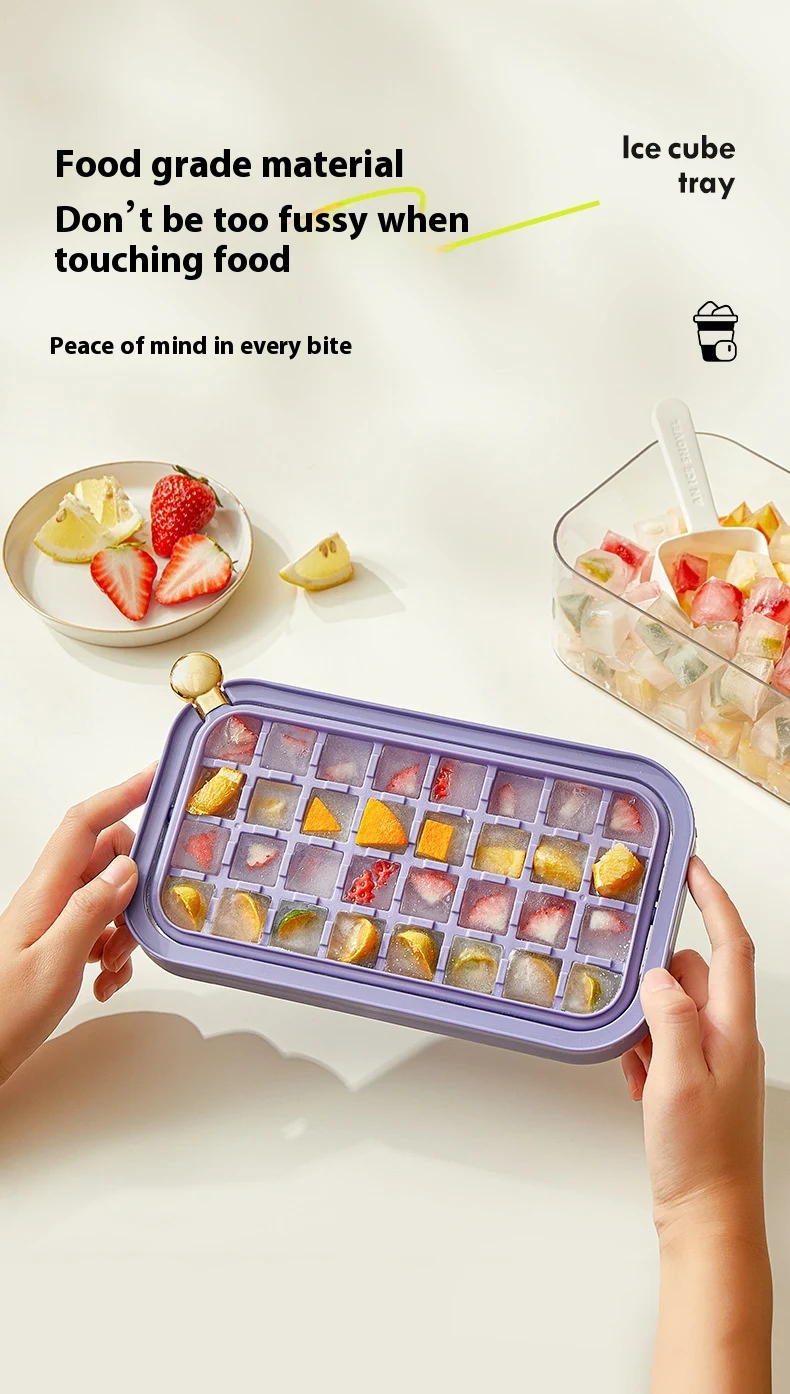 Title 2, Food Grade Press Ice Box Flip One-click Ice Tra...