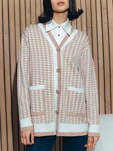 Title 4, Womens Fashion Loose Casual Houndstooth Sweater