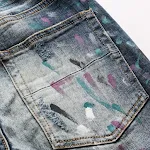 Heren Ripped Patch Jeans Jeugd Slim Biker Broeken Inkjet Personality - Trendy jeans met een stoere uitstraling voor jongeren. — foto 5