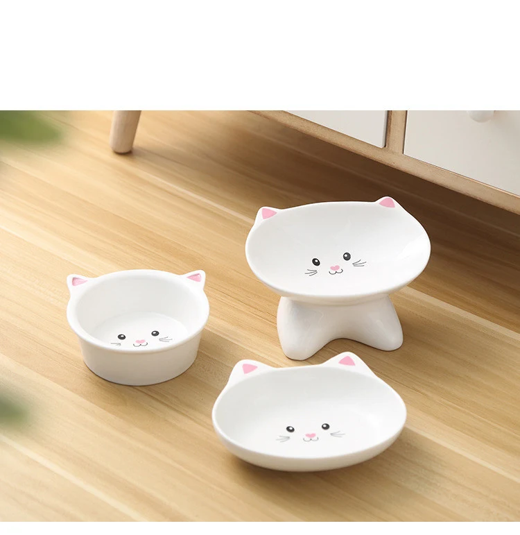 Title 3, Ceramic Small Cat Face Shape Pet Food Bowl Cat ...