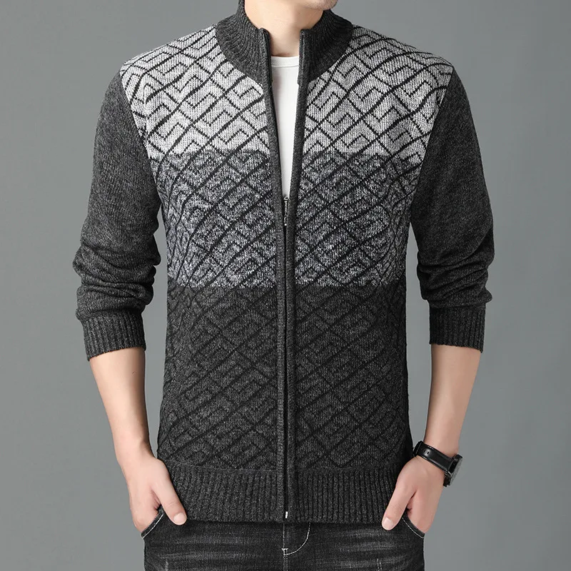 Men's stand-up collar color-blocking outerwear sweater, offering warmth and style for everyday wear, a versatile and com — photo 3