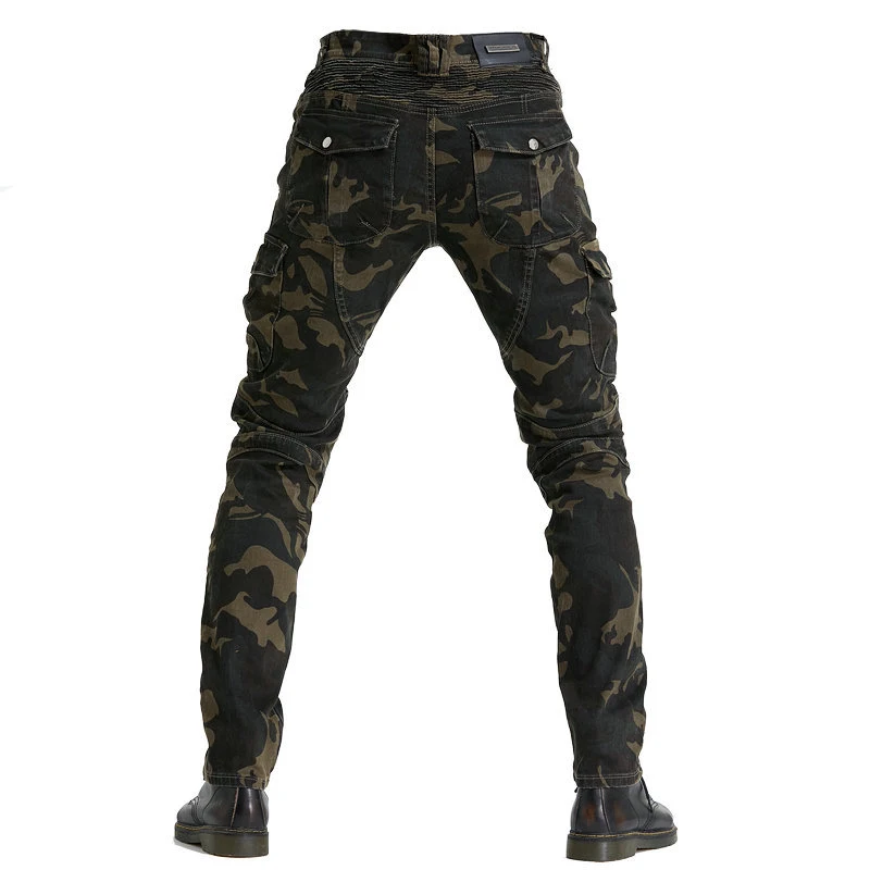 Vaqueros de moto camuflaje elásticos para exteriores. Protección, comodidad y estilo. Perfectos para aventuras en moto con ajuste flexible. — foto 8