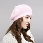 Maglione in lana tinta unita da donna con cappello da pittore, morbido e caldo. Perfetto per l'inverno, stile casual ed elegante, ideale per il freddo. — foto 2