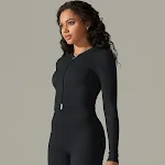 Women's Seamless Knitted Zip-up Striped Top Soft and Stretchy Fabric Comfortable and Versatile Design Perfect for Sport — photo 4