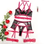 Conjunto de lingerie sexy para mulheres, com detalhe de círculo na perna e amarração, realçando a sensualidade e a beleza feminina. — foto 11