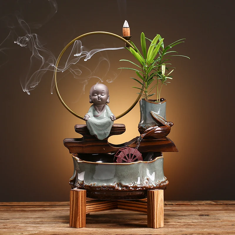 Small desktop fish tank aquarium for living room, creative ceramic, water ecological, mini self-circulating household. — photo 3