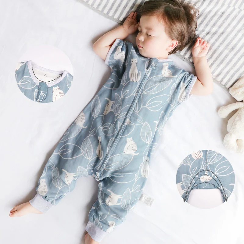 Saco de dormir para bebê de gaze fina de bambu e algodão, leve e respirável, para noites tranquilas e seguras, ideal para climas quentes. — foto 5