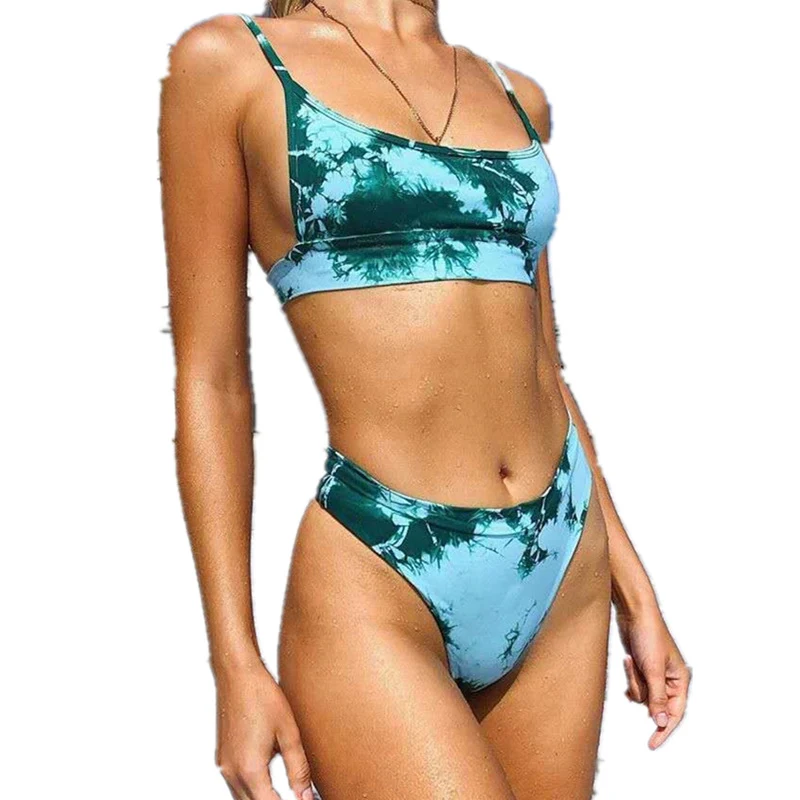 Gradient multicolor split female swimsuit for ultimate beach comfort. Offers quick drying, flattering design and vibrant — photo 3