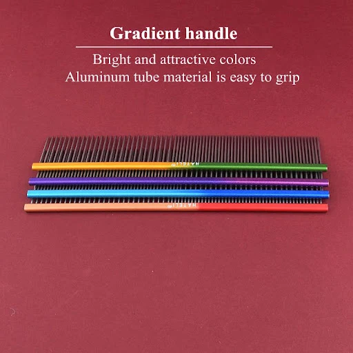 19cm Pet Rainbow Comb Dog Cat Grooming Comb Stainless Steel Pet Comb Dense Teeth Cleaning Brush Hair Removal Pet Supplie — photo 1