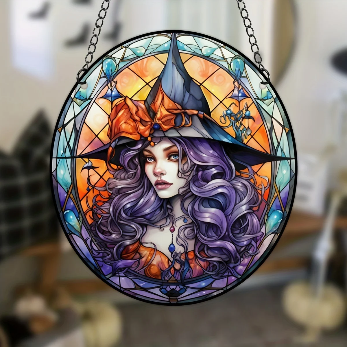 Title 10, Acrylic Halloween Witch Pendant Color Disc Wall...