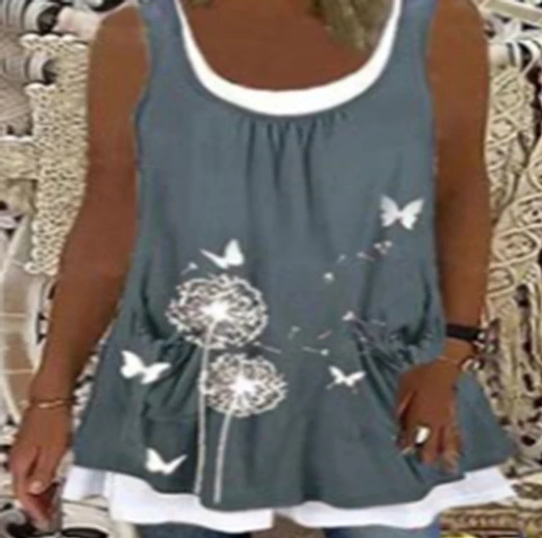 Title 11, Womens Printed Patchwork Round Neck Sleeveless...