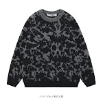 Azure Smoky Rain Jacquard Knitwear Round Neck Sweater for Men and Women, Dark Contrasting Colors, European & American St — photo 5