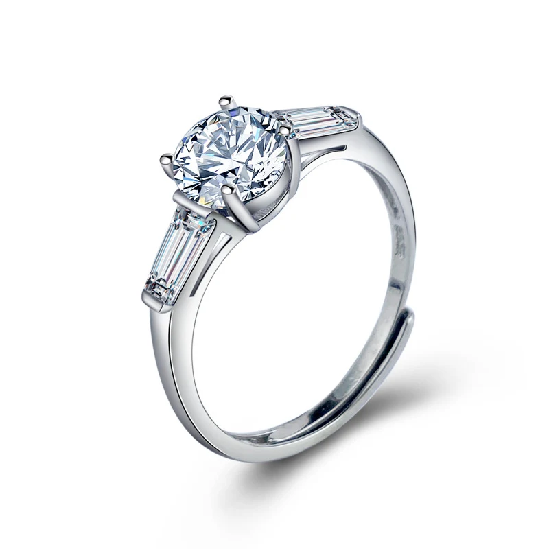 Anel feminino de prata esterlina com moissanite micro cravejada, design elegante e brilho intenso, perfeito para realçar sua beleza em qualquer ocasião. — foto 6