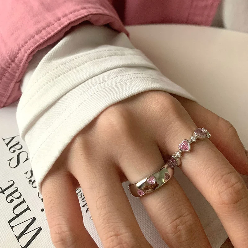 Anel feminino de zircônia com coração doce, fresco e amoroso, perfeito para presentear ou se presentear. Demonstre seu amor com elegância. — foto 7