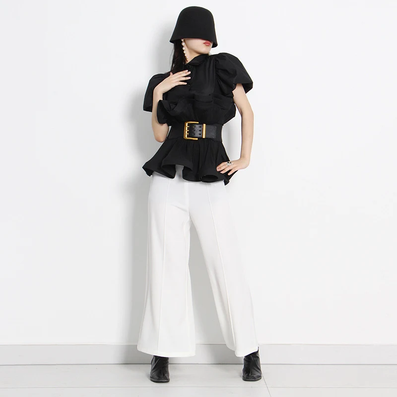 Title 1, British Princess Ruffle Top Single Breasted Lapel