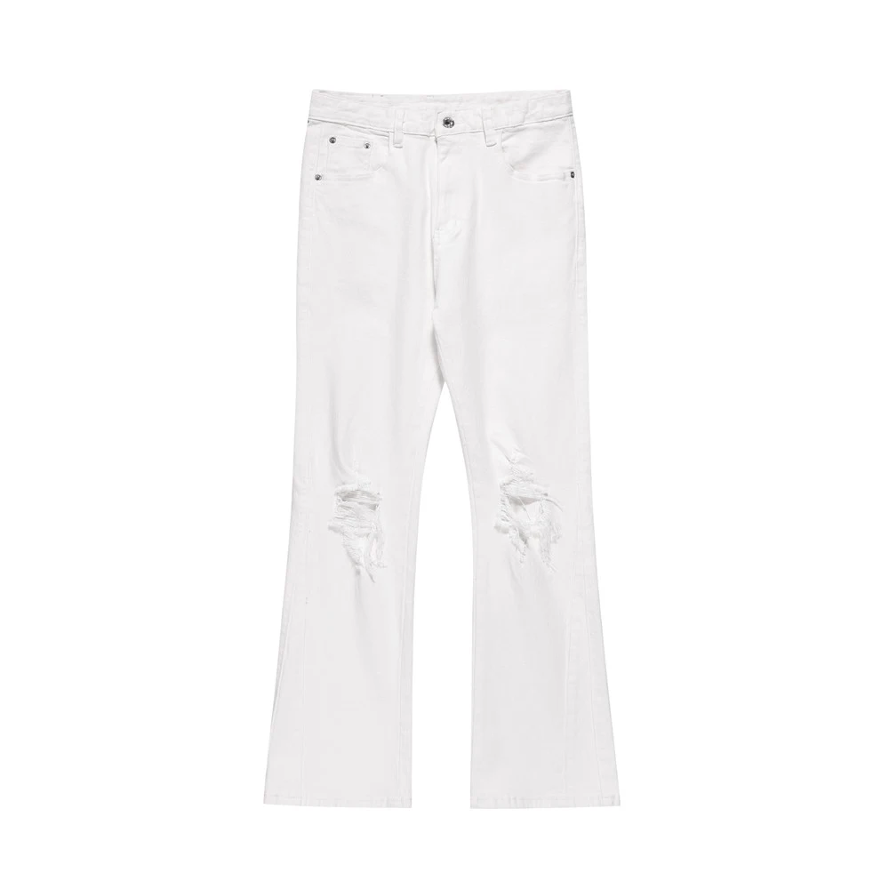 Heren skinny jeans met scheuren, trendy stijl. Strakke jeans met scheuren voor een casual en moderne look. Perfect voor dagelijks gebruik en een hippe uitstraling. — foto 5