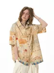 Casual Loose Graffiti Pine High Street Short Sleeve Shirt — photo 2