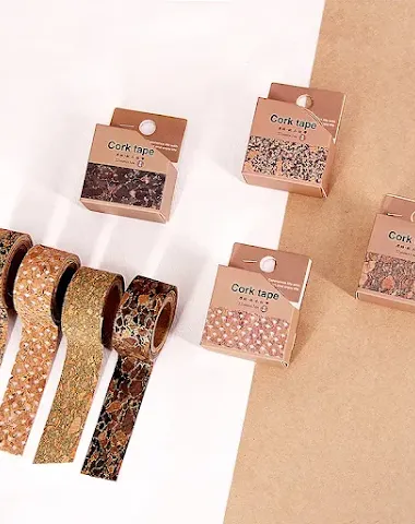 Cork Handle Hand Account Tape Boxed with Paper Tape. Perfect for crafting, gift wrapping, and various creative projects 