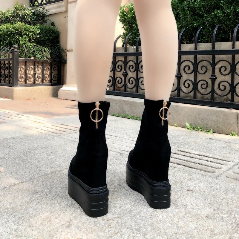 Title 6, High Rise Short Boots with Thick Sole and Slopi...