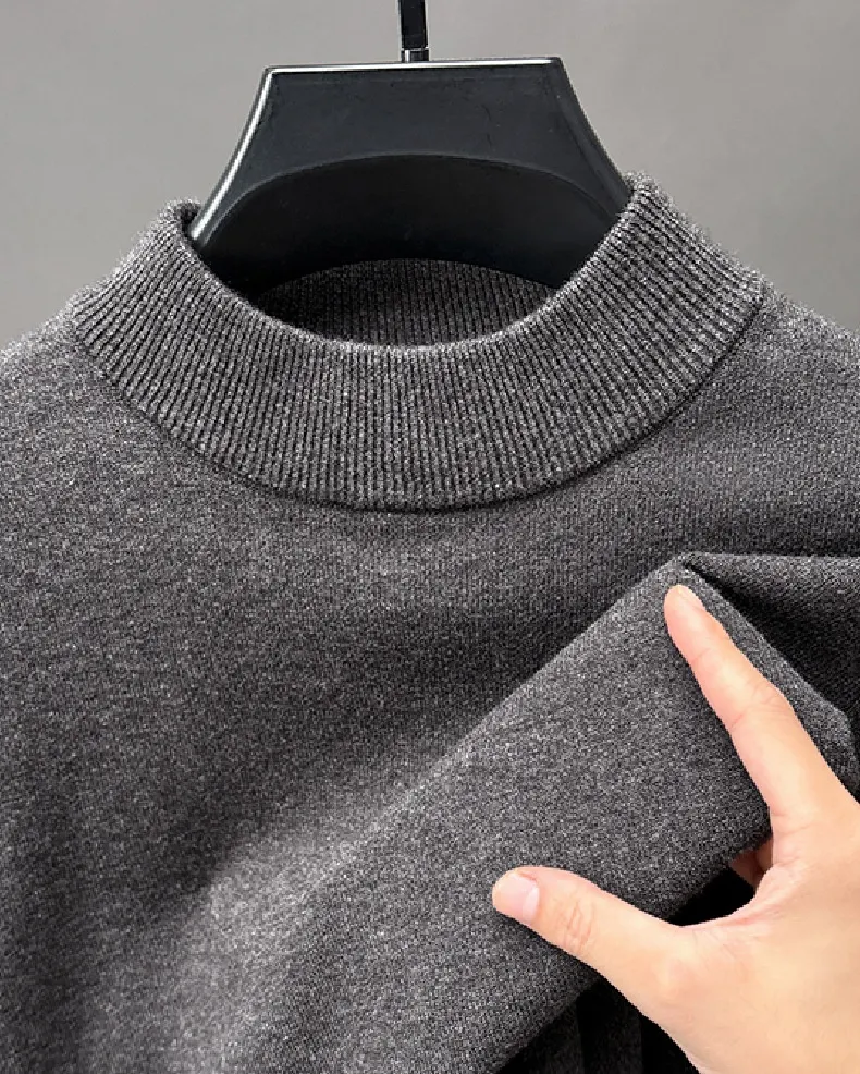 Title 11, Mens Solid Color Knitwear Long Sleeve Half Tur...