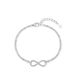 Pulseira S925 de prata esterlina com símbolo infinito micro-incrustado. Uma joia de moda elegante e durável para realçar seu visual diário. — foto 3