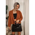 Women's Small Coffee Color Vintage Suit Short Jacket, a stylish retro piece for a chic look, perfect for adding elegance — photo 1